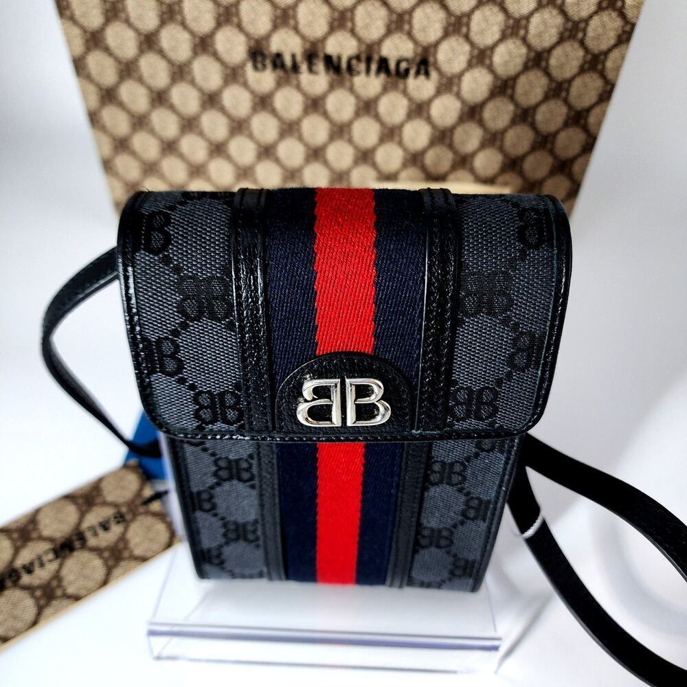 Balenciaga x Gucci The Hacker Project Street Style Crossbody Shoulder Bag Black